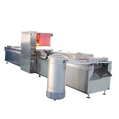 Fully automatic thermoforming vacuum packaging machine for high-speed food production lines.