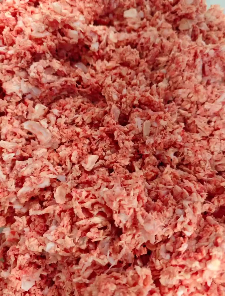 Bone residue after extrusion by the bone and meat separator