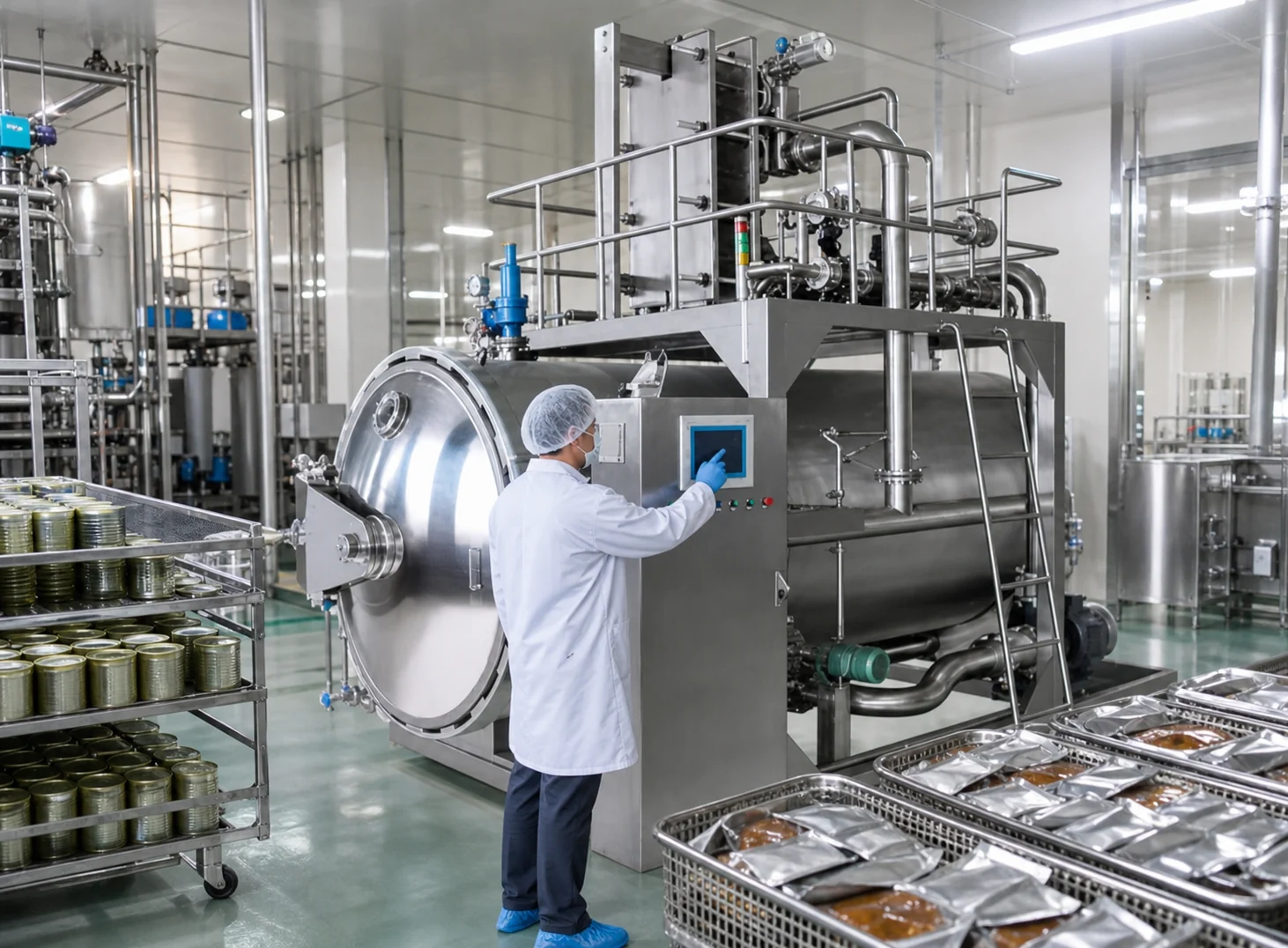 retort sterilizer for canned food and pouch food production in a clean workshop