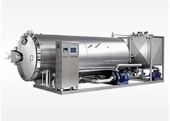 retort sterilizer food processing machine with stainless steel chamber and control cabinet